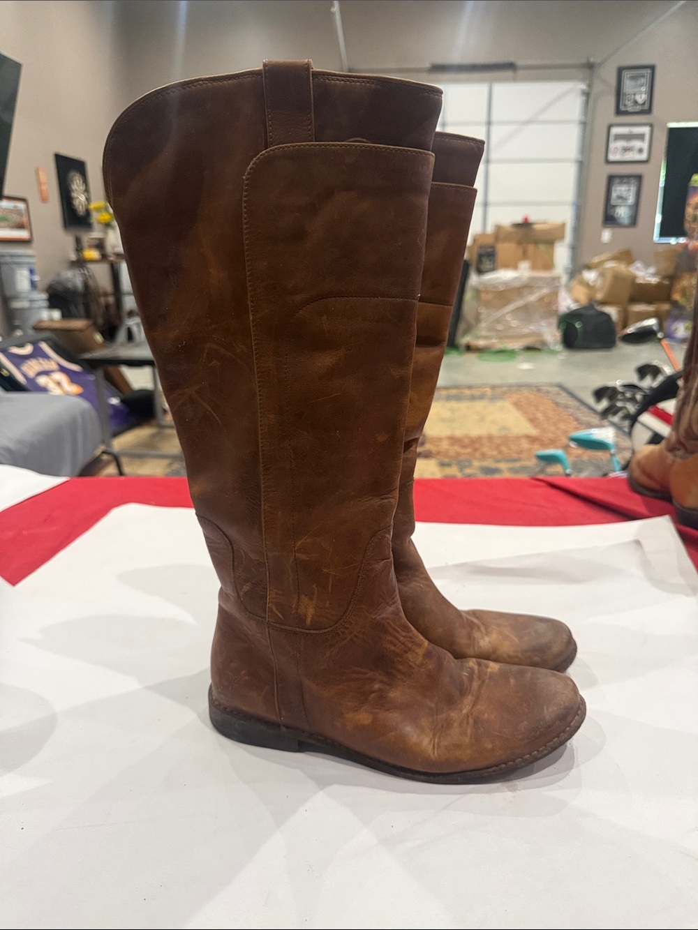 Frye Brown Leather Over-The-Knee Riding Boots